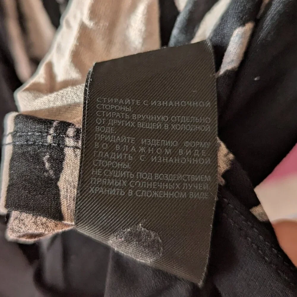 Allsaints Rip It Up Tunic Tee Black Grey Tone Abstract Graphic High Low Hem - Picture 11 of 12